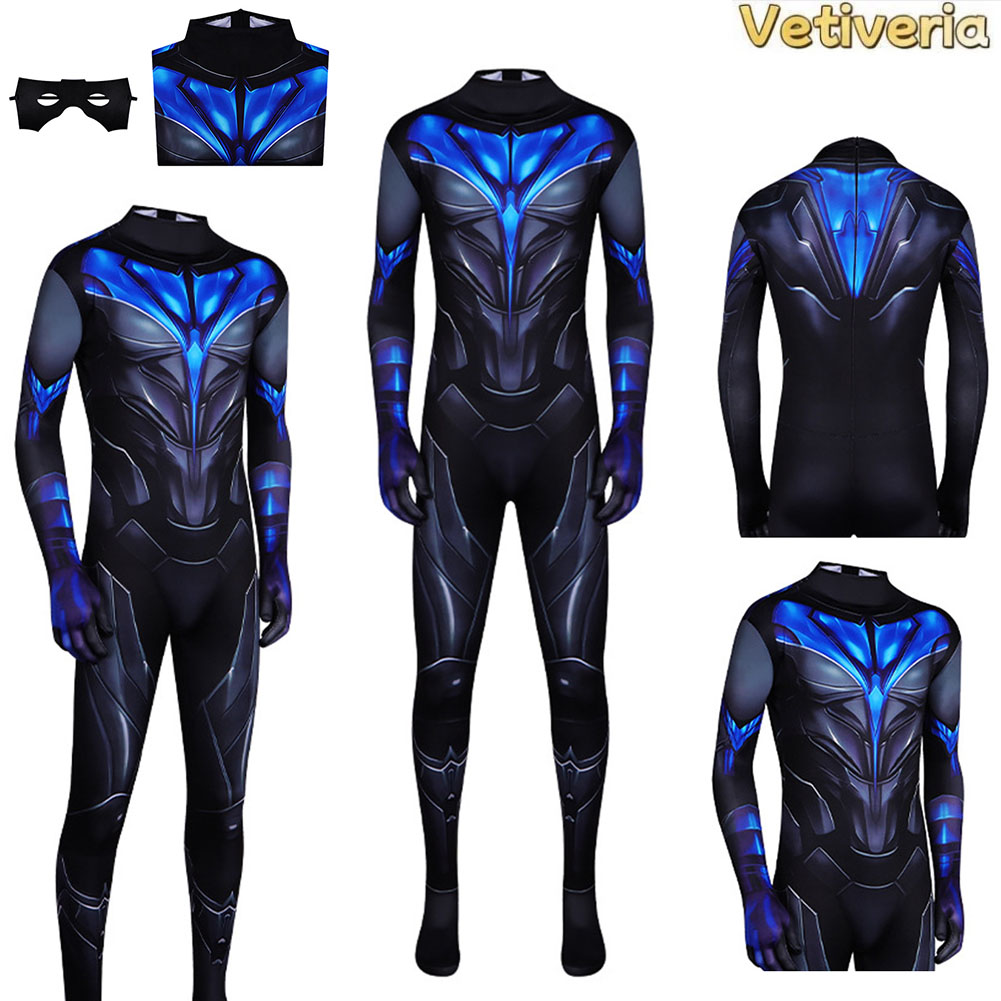 Anime Cosplay Outfits Male - Male Nightwing Cosplay Jumpsuit Costume Bodysuit