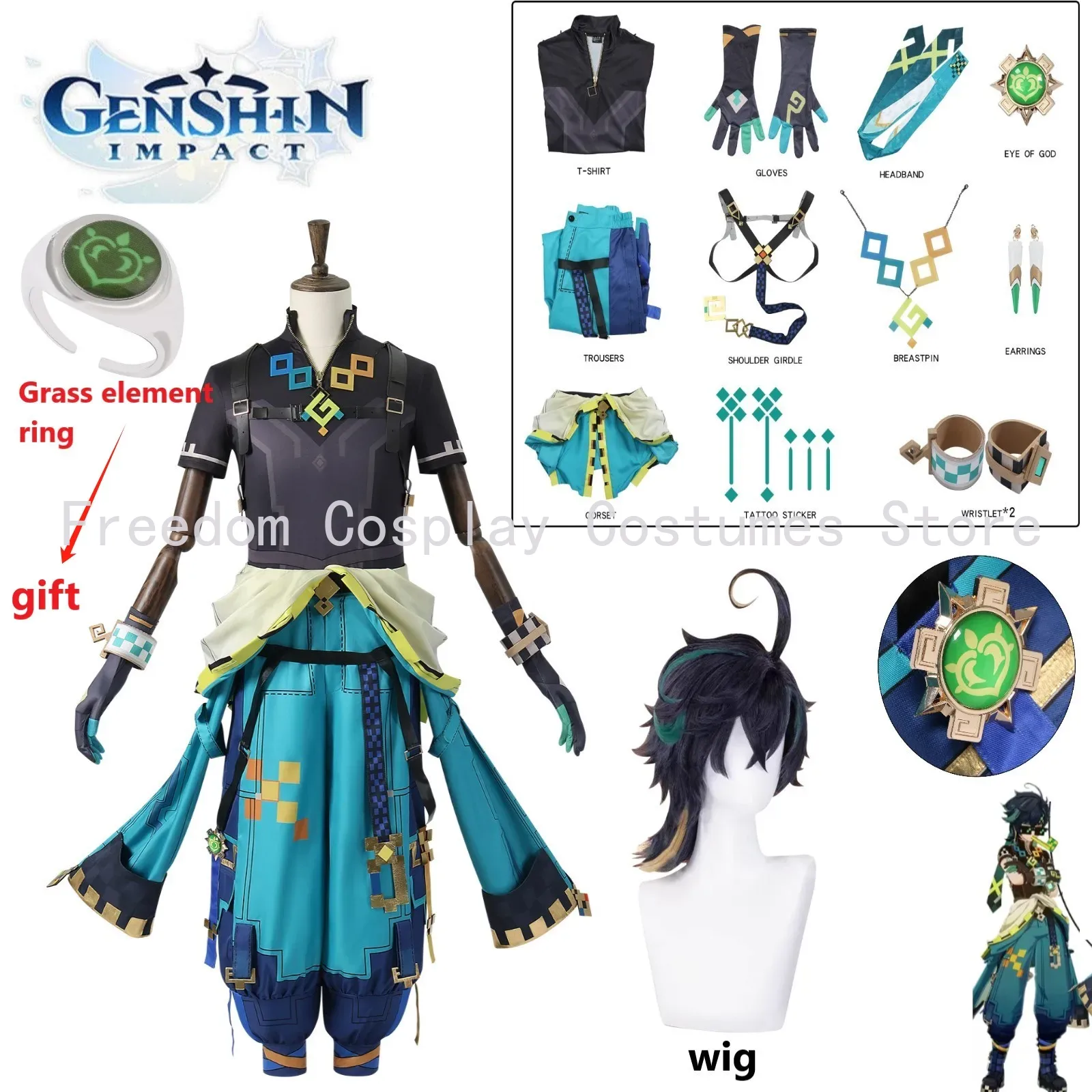 Game Genshin Impact Kinich Cos - Anime Cosplay Wigs recensie en prijs